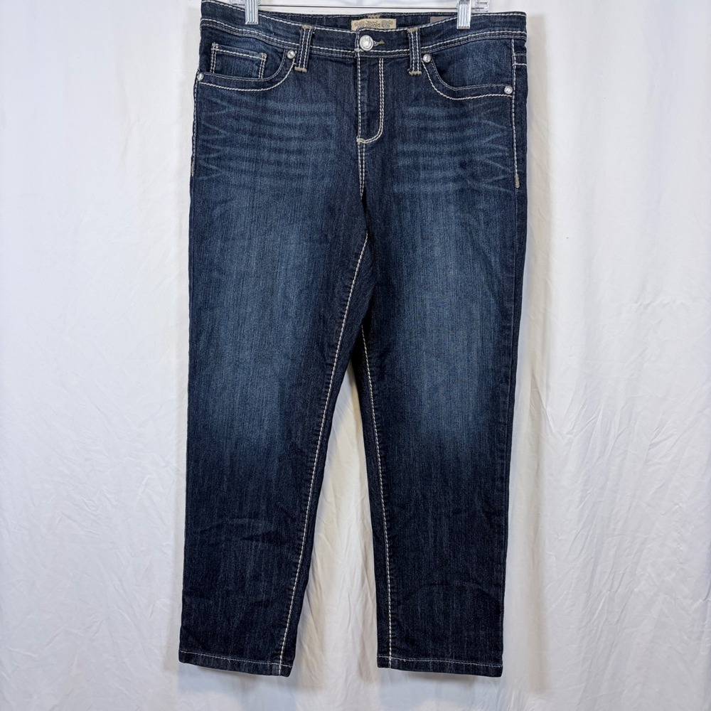 Nine West Jeans Vintage America Dark Wash Flap Pocket Contrast Stitch 12/31
